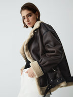 R&B | Braune Leder-Fliegerjacke für Frauen