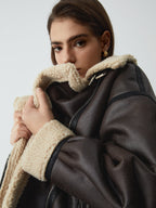 R&B | Braune Leder-Fliegerjacke für Frauen