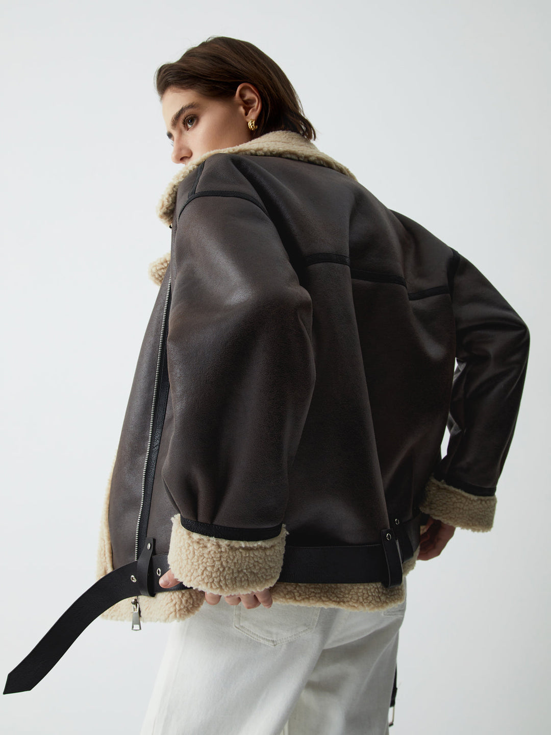 R&B | Braune Leder-Fliegerjacke für Frauen