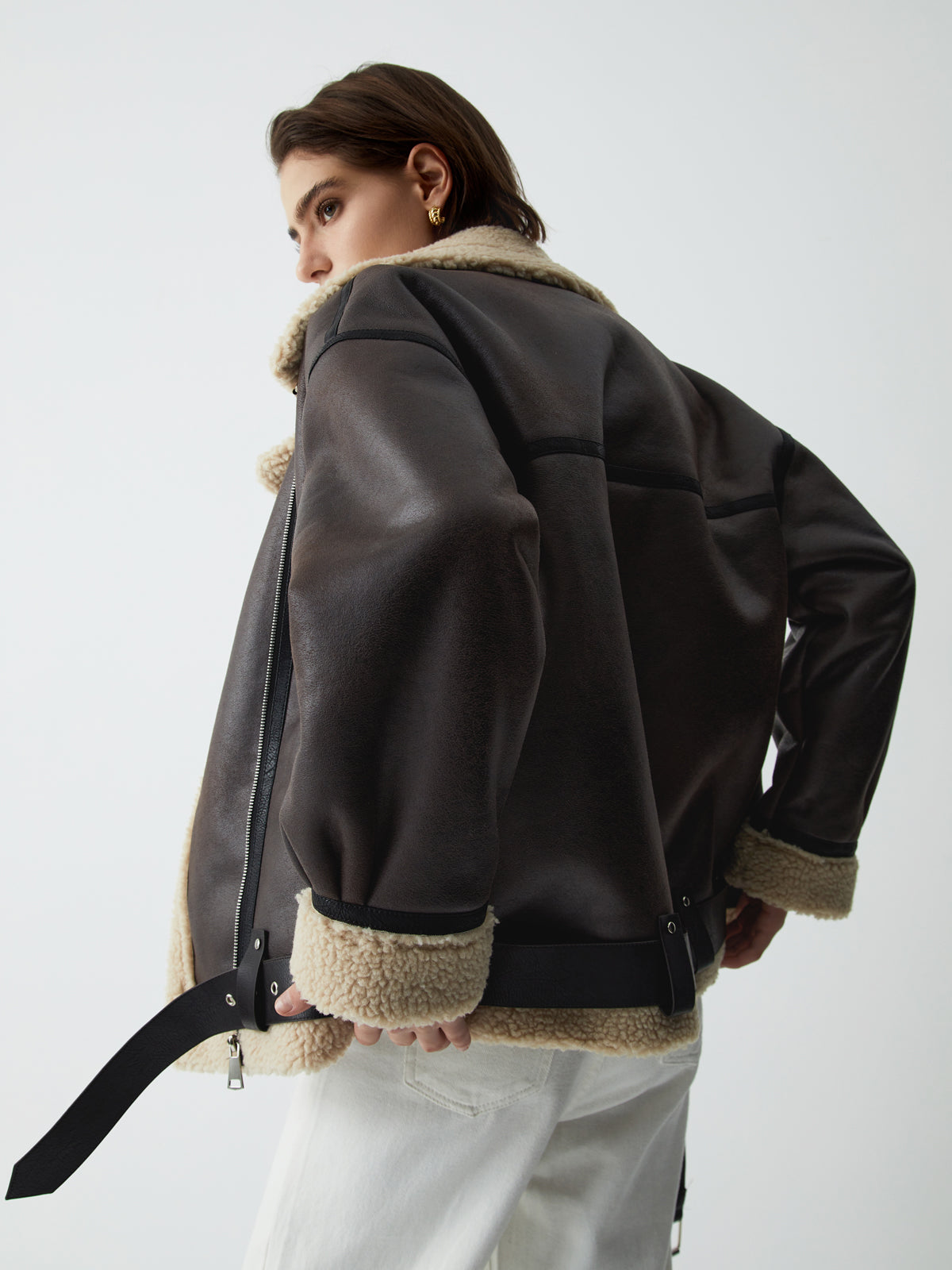 R&B | Sherpa-gefütterte Schaffell-Fliegerjacke