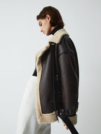 R&B | Braune Leder-Fliegerjacke für Frauen