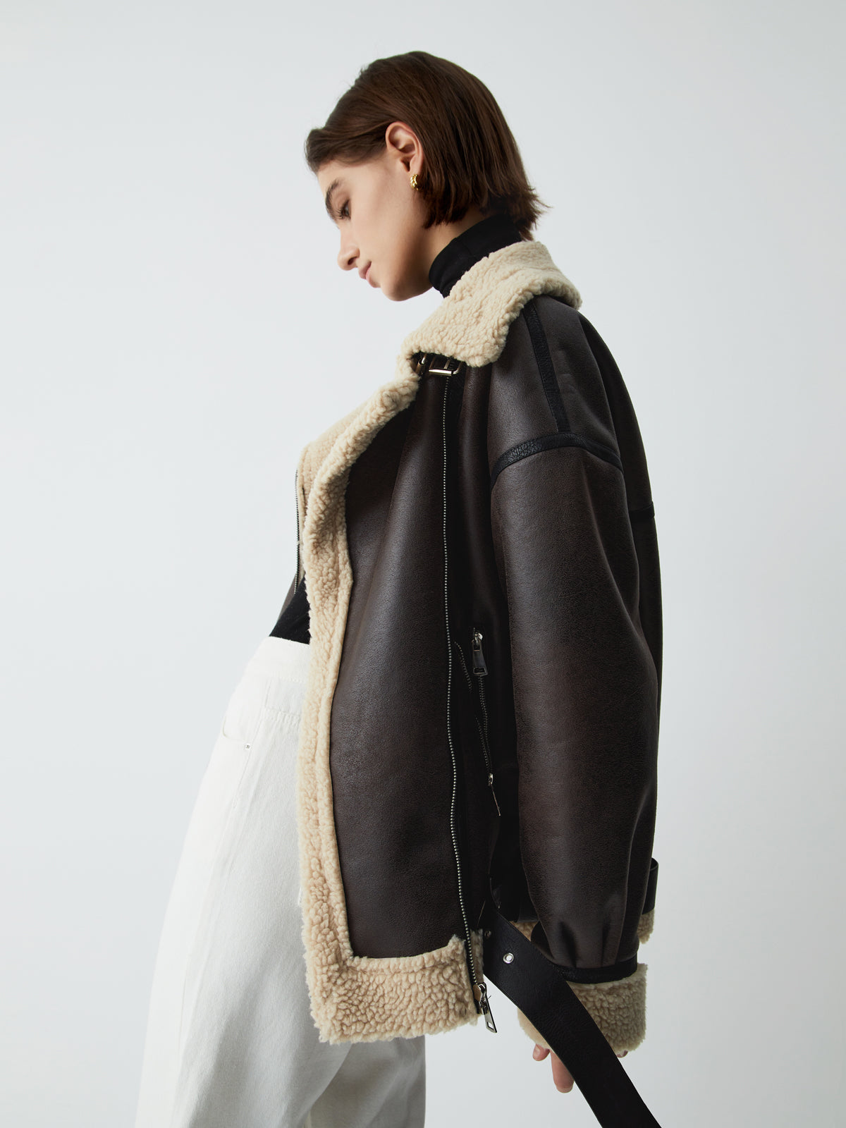 R&B | Braune Leder-Fliegerjacke für Frauen