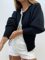 R&B | Cardigan mit Perlendetails Baumwollmischung Elegant und Feminin