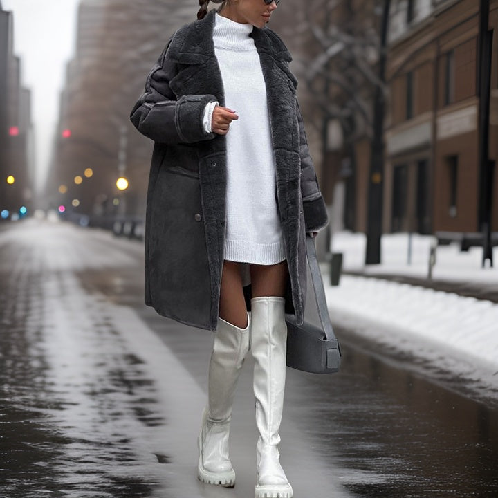 R&B | Trendy Imitation Lammfell Wintermantel