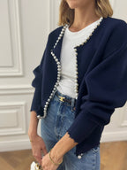 R&B | Cardigan mit Perlendetails Baumwollmischung Elegant und Feminin
