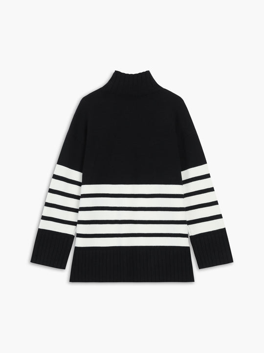 R&B | Gestreifter Übergrößen-pullover Wollmischung Wärme und Komfort