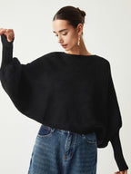 R&B | Rippstrick Batwing Pullover Weich und Stilvoll Entspannte Eleganz