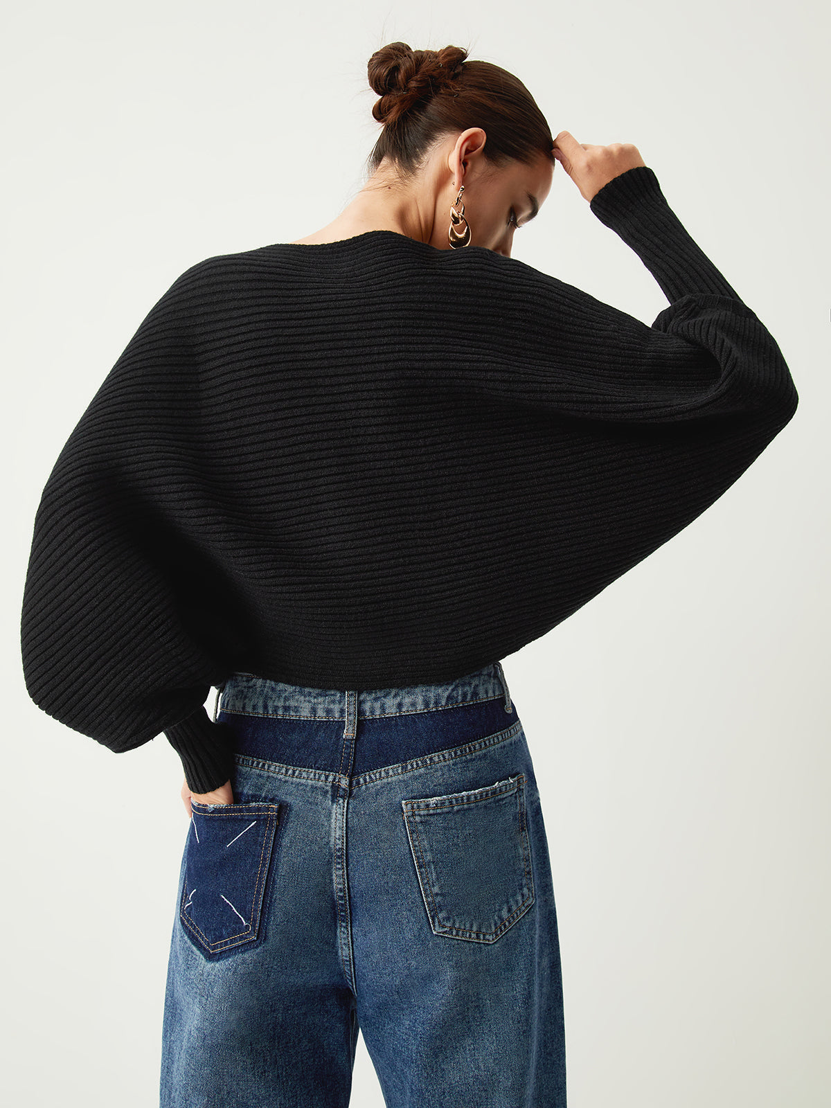 R&B | Rippstrick Batwing Pullover Weich und Stilvoll Entspannte Eleganz