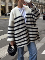 R&B | Strickjacke Gestreiftes Design Lässige Eleganz