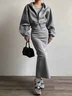 R&B | Langarm Zip Crop Hoodie