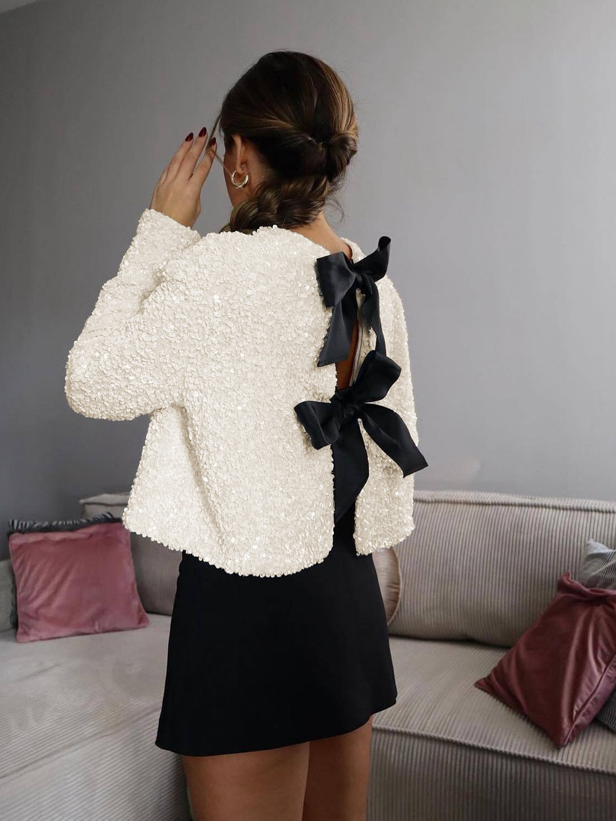 R&B | Samt Schleifen Dekor Jacke