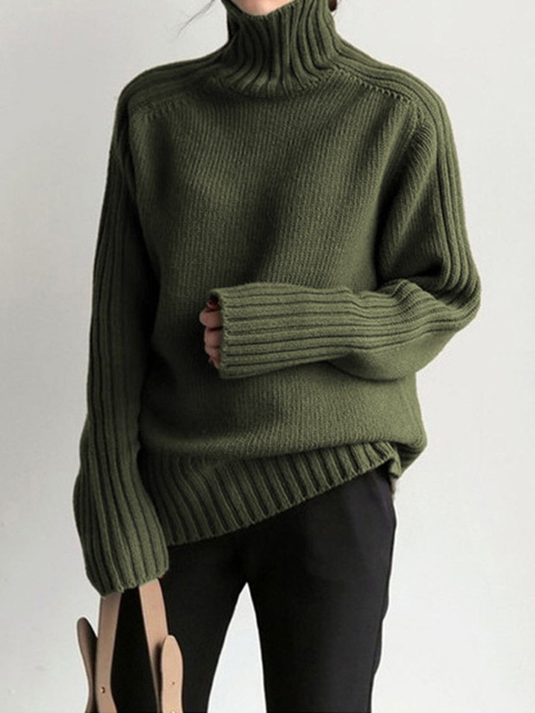 R&B | Pullover - Damen Herbst Hoher Hals Strickpullover