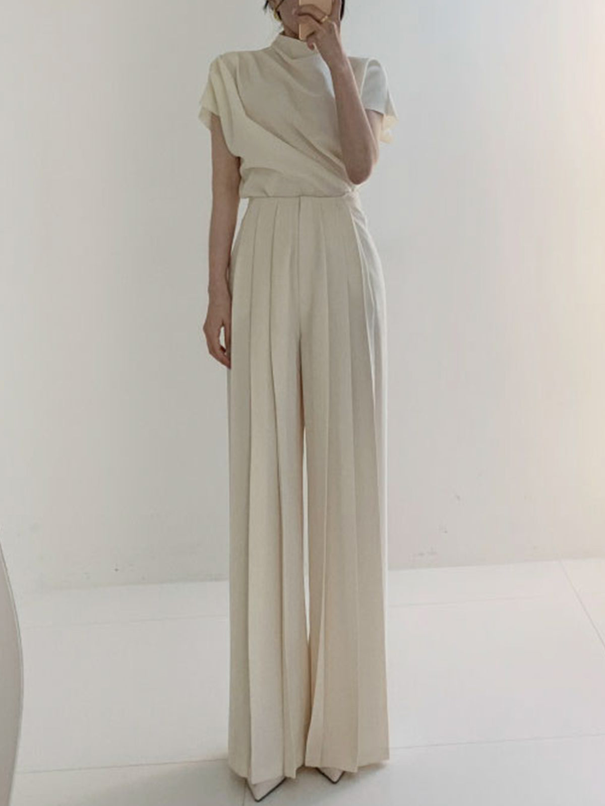 R&B | Elegante Plissierte High Waist Hose mit Weitem Bein