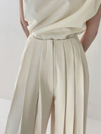 R&B | Elegante Plissierte High Waist Hose mit Weitem Bein