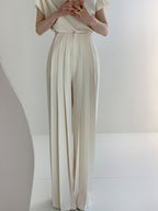 R&B | Elegante Plissierte High Waist Hose mit Weitem Bein