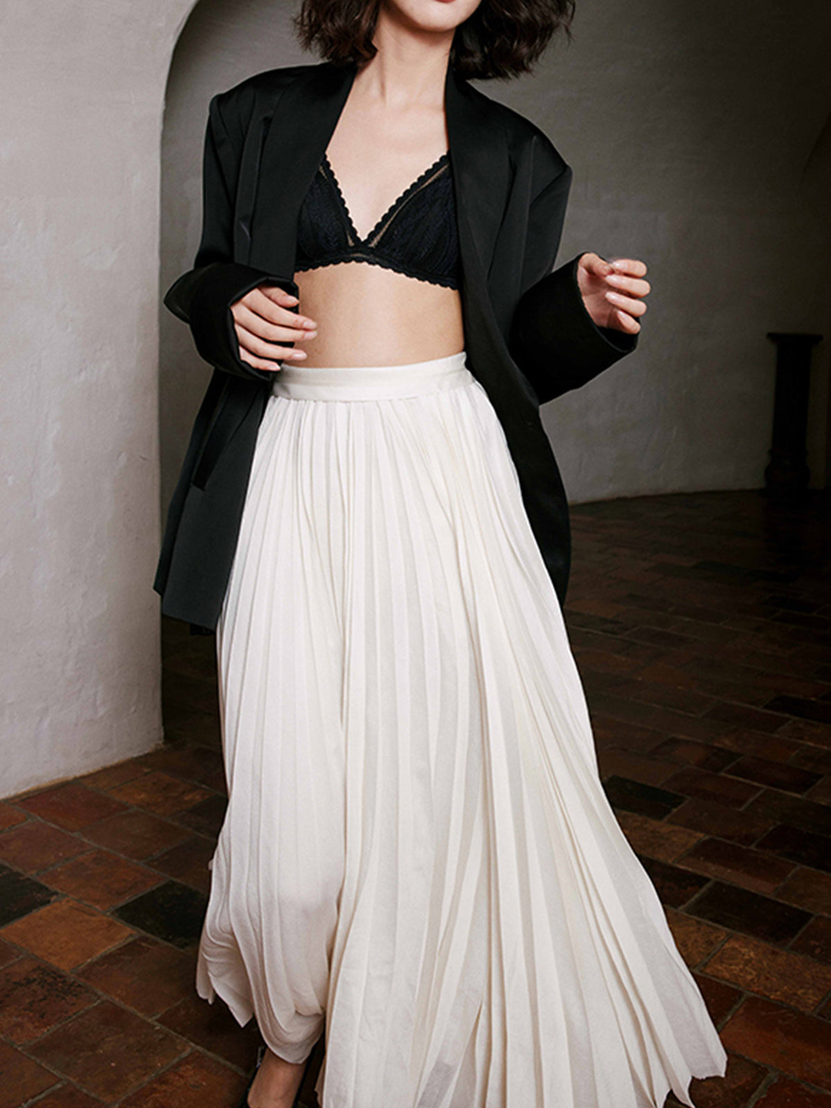 R&B | Eleganter Faltenrock Maxi