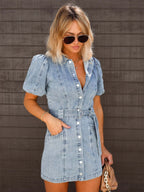R&B | Kurzarm Denim-Kleid