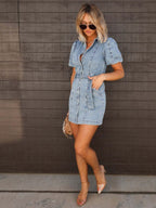 R&B | Kurzarm Denim-Kleid