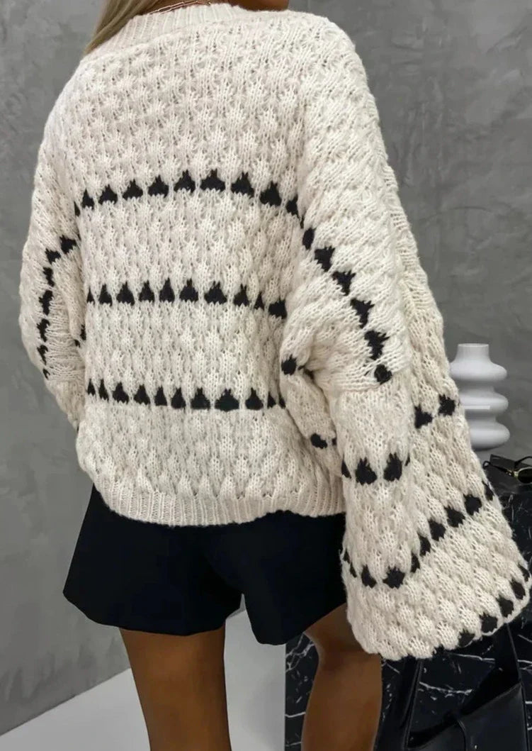 R&B | Kräftiger Strickpullover Kontrastierendes Design Warm und Zeitgemäß