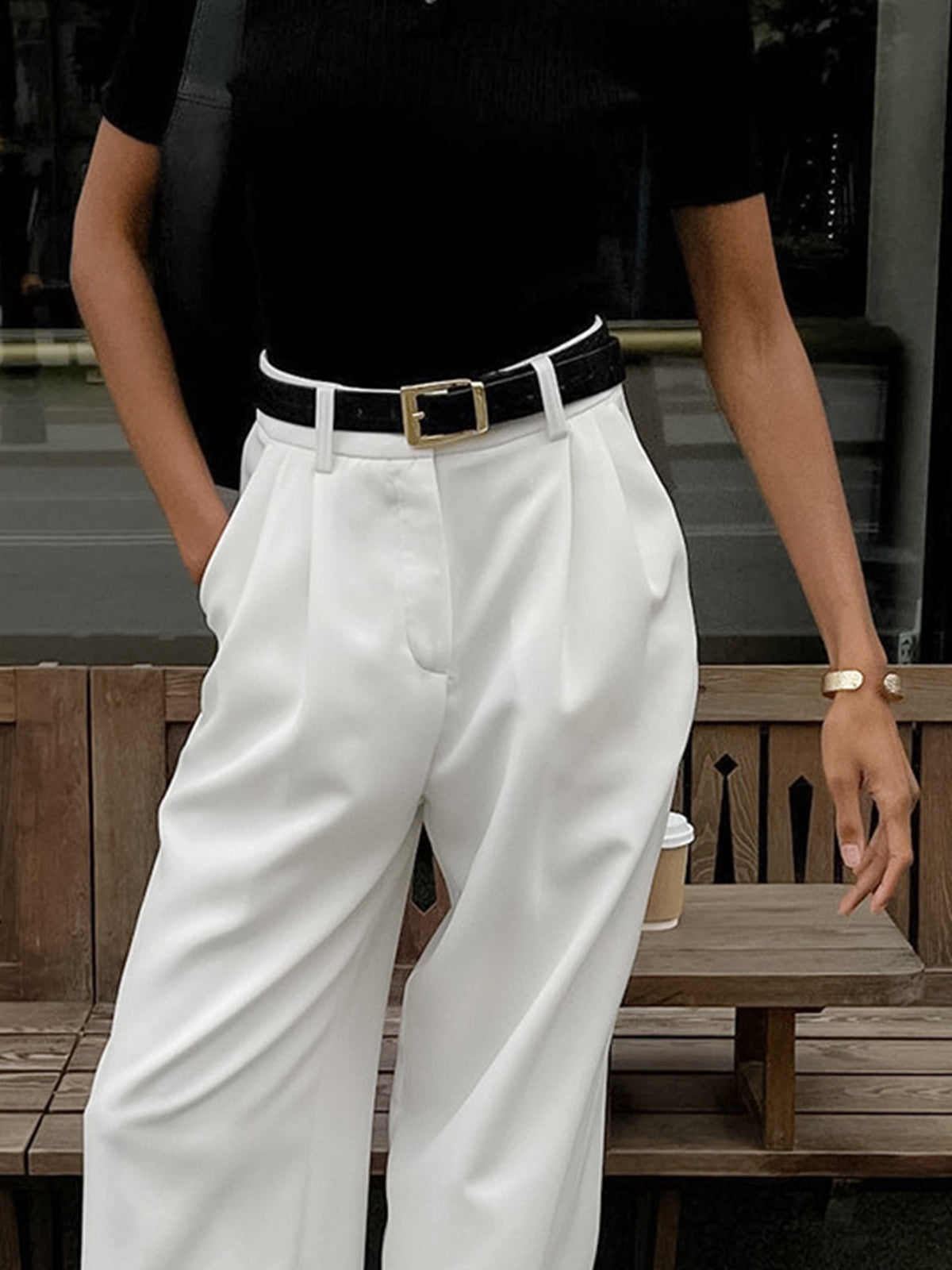 R&B | Elegante Hose mit Weitem Bein Ohne Gürtel