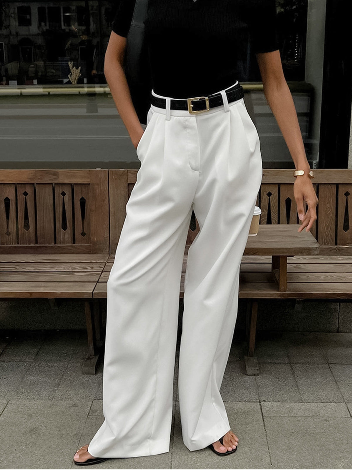 R&B | Elegante Hose mit Weitem Bein Ohne Gürtel