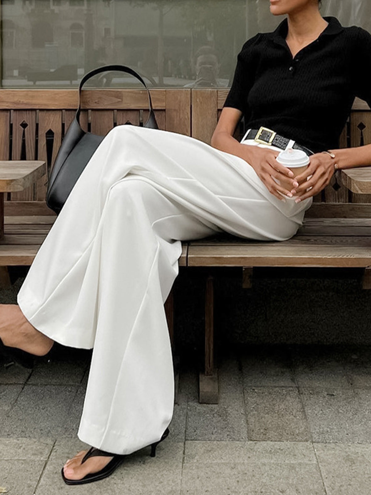 R&B | Elegante Hose mit Weitem Bein Ohne Gürtel