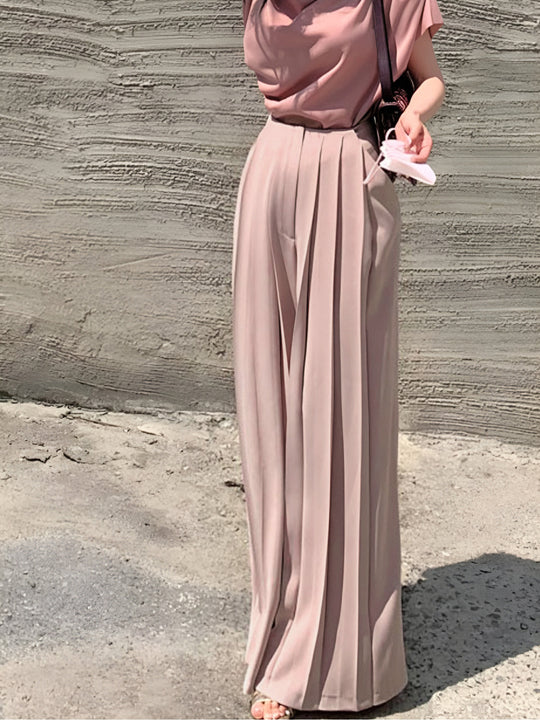 R&B | Elegante Plissierte High Waist Hose mit Weitem Bein