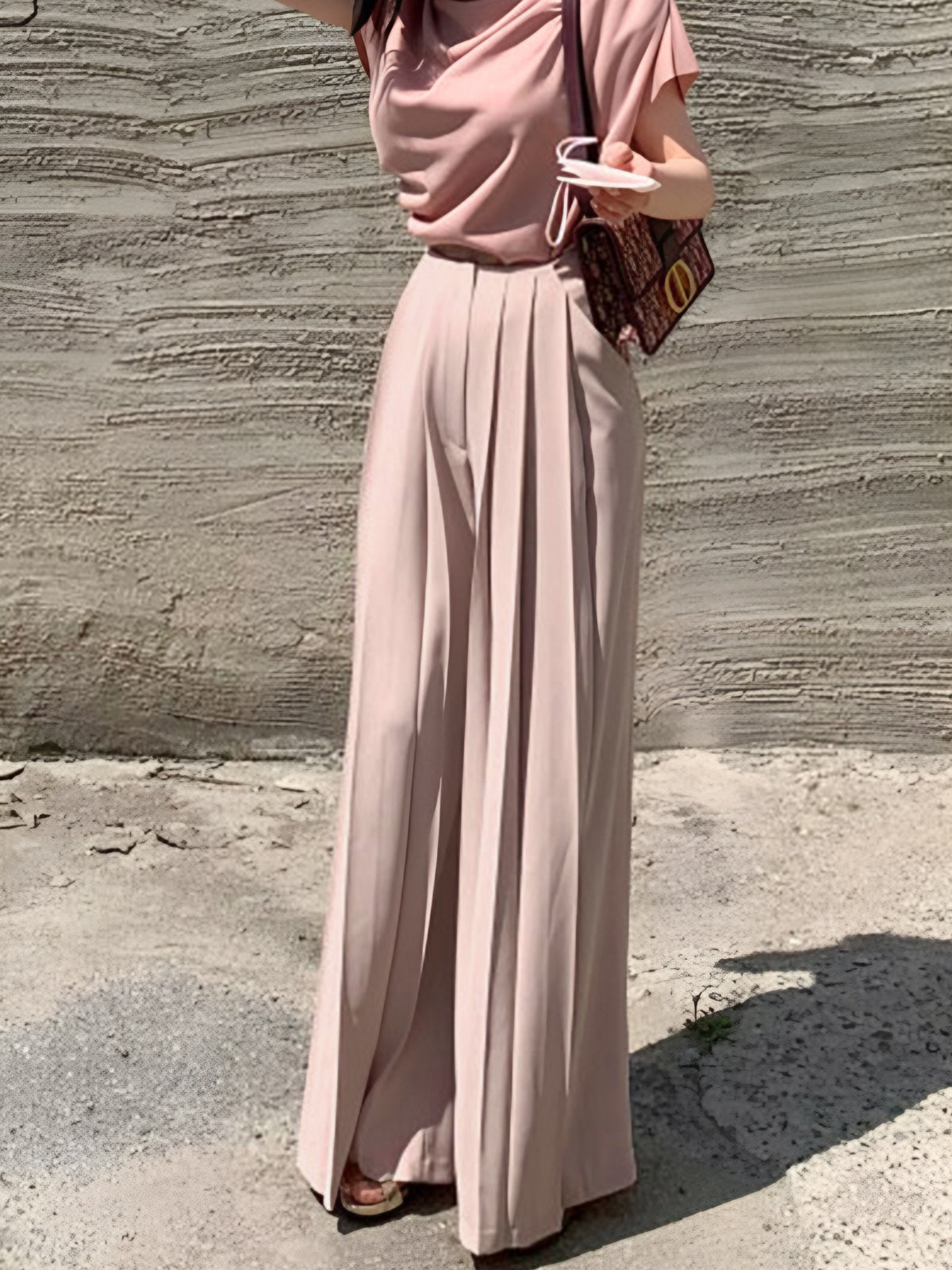 R&B | Elegante Plissierte High Waist Hose mit Weitem Bein