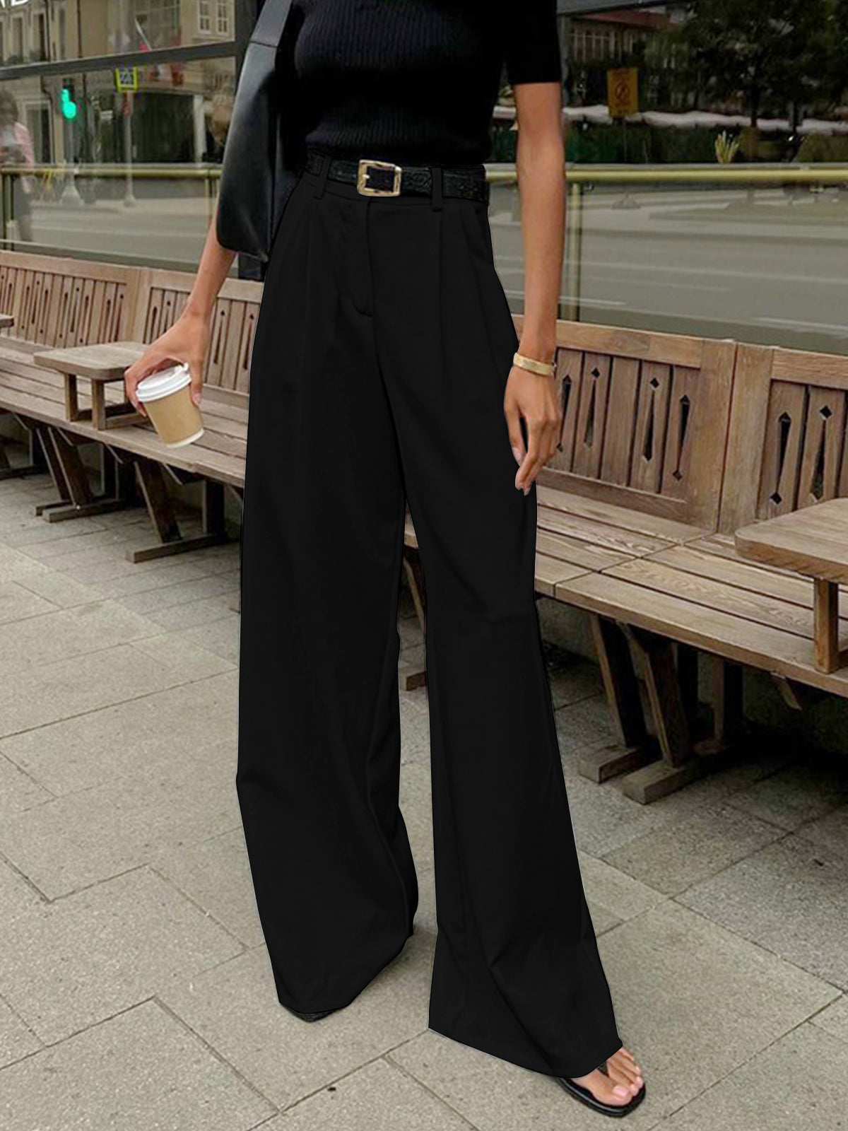Heidi-Mode | Elegante Hose mit Weitem Bein Ohne Gürtel