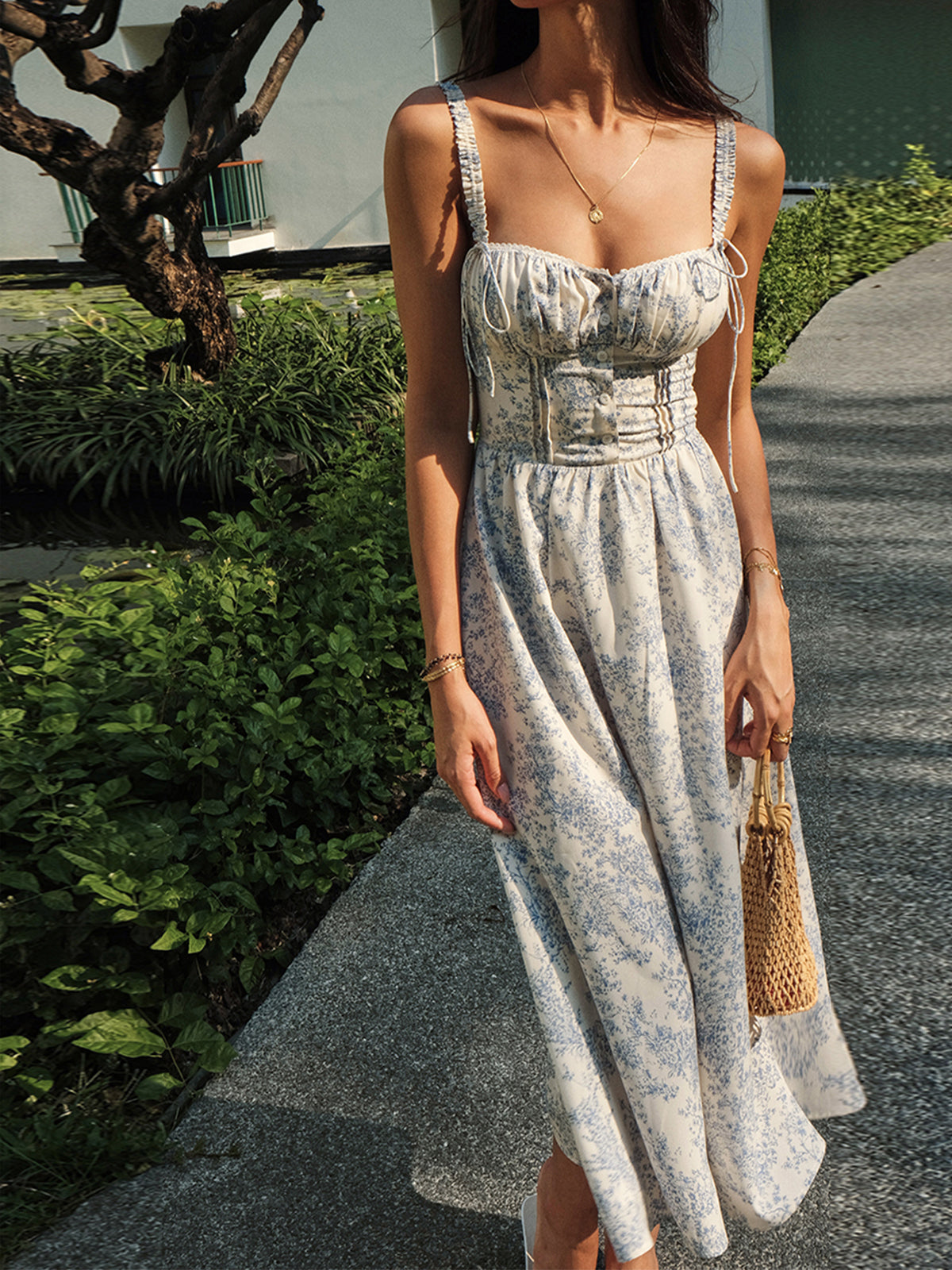 R&B | Garten Elegantes Midi Kleid mit Blumenmuster