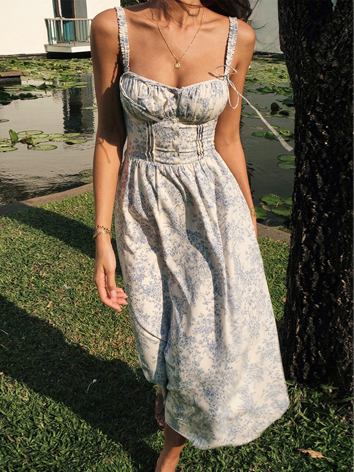 R&B | Garten Elegantes Midi Kleid mit Blumenmuster