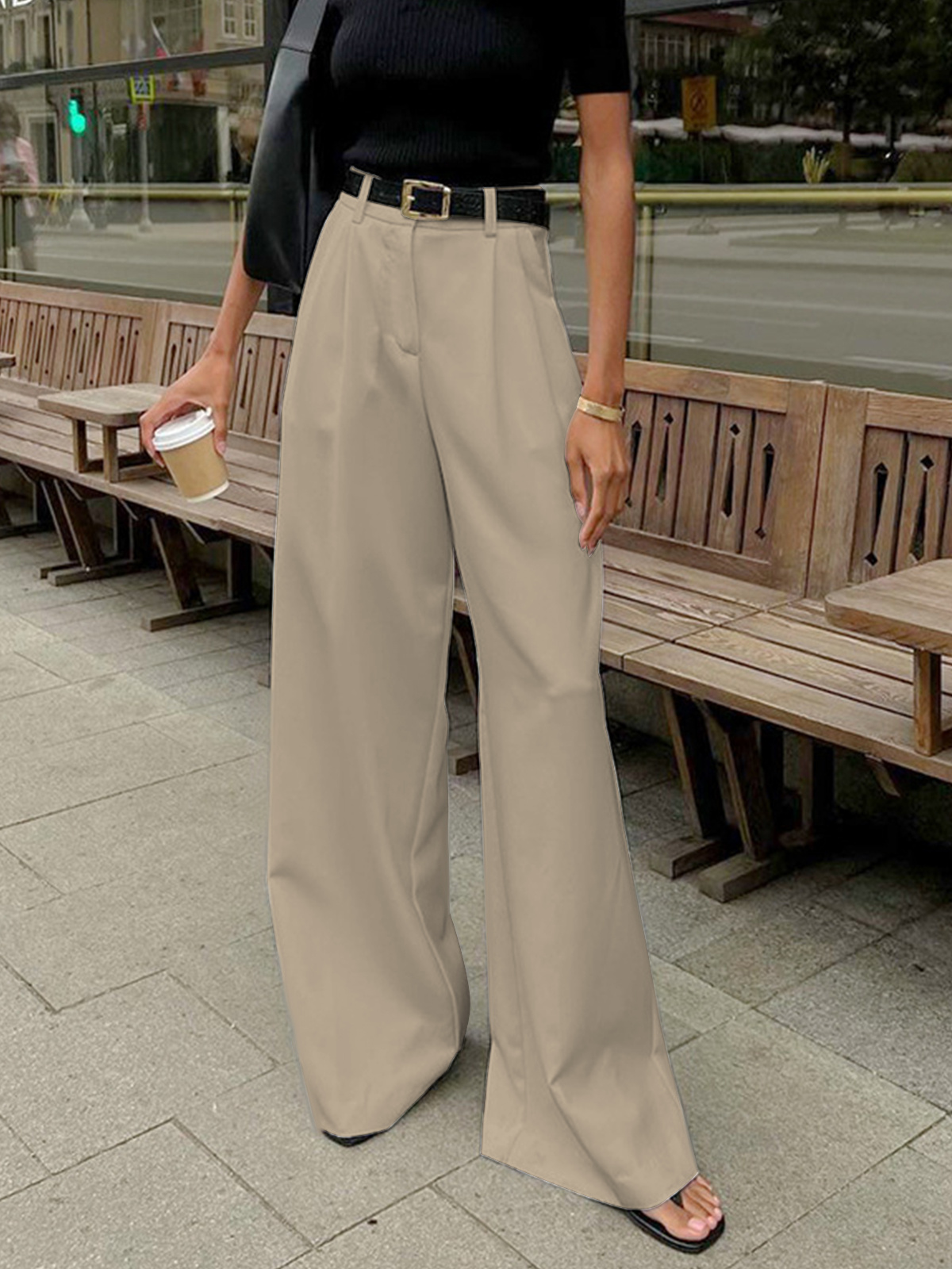 Heidi-Mode | Elegante Hose mit Weitem Bein Ohne Gürtel
