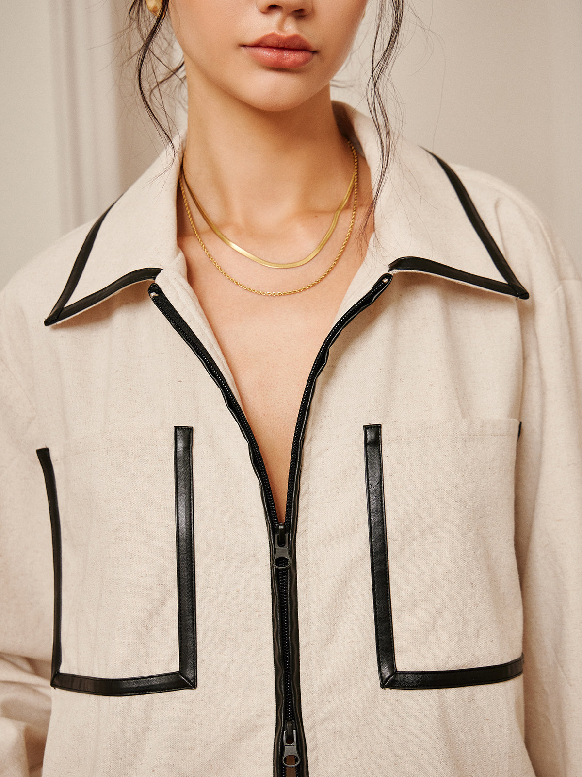 R&B | Leinen Doppel-Zip-Jacke
