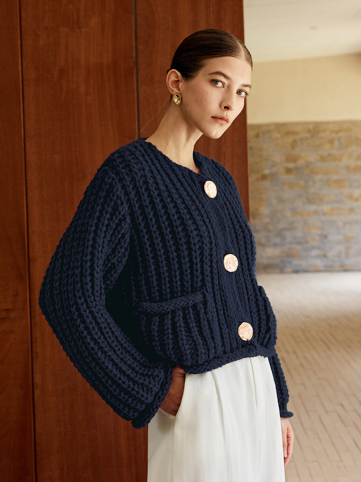 R&B | Chunky Strickcardigan Große Knöpfe Elegante und Lässige Passform