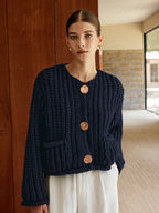 R&B | Chunky Strickcardigan Große Knöpfe Elegante und Lässige Passform