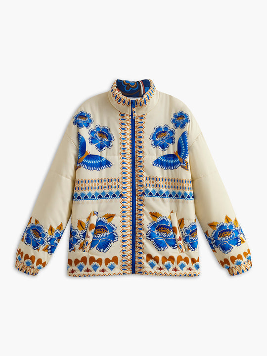 R&B | Bohemian Winterjacke mit Druck und Reißverschluss