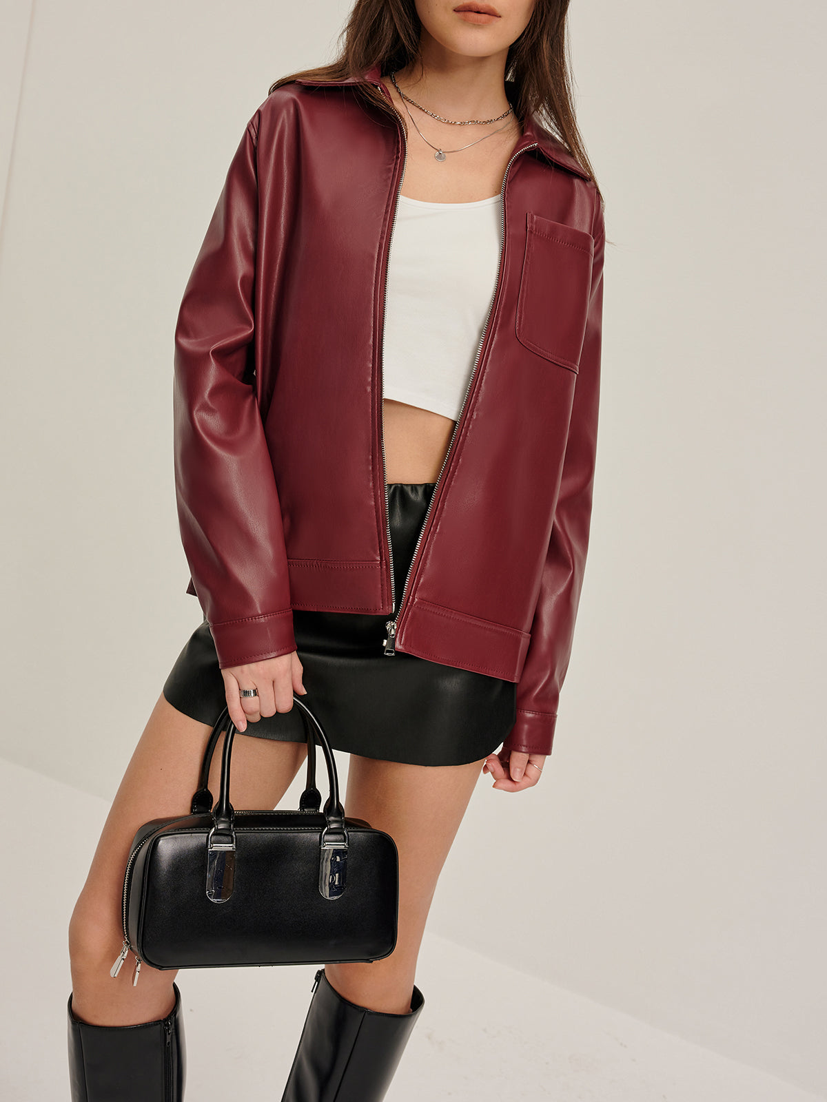 R&B | Reißverschluss Kunstlederjacke