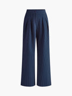 R&B | Elegante Nadelstreifen-Faltenhose mit Weitem Bein