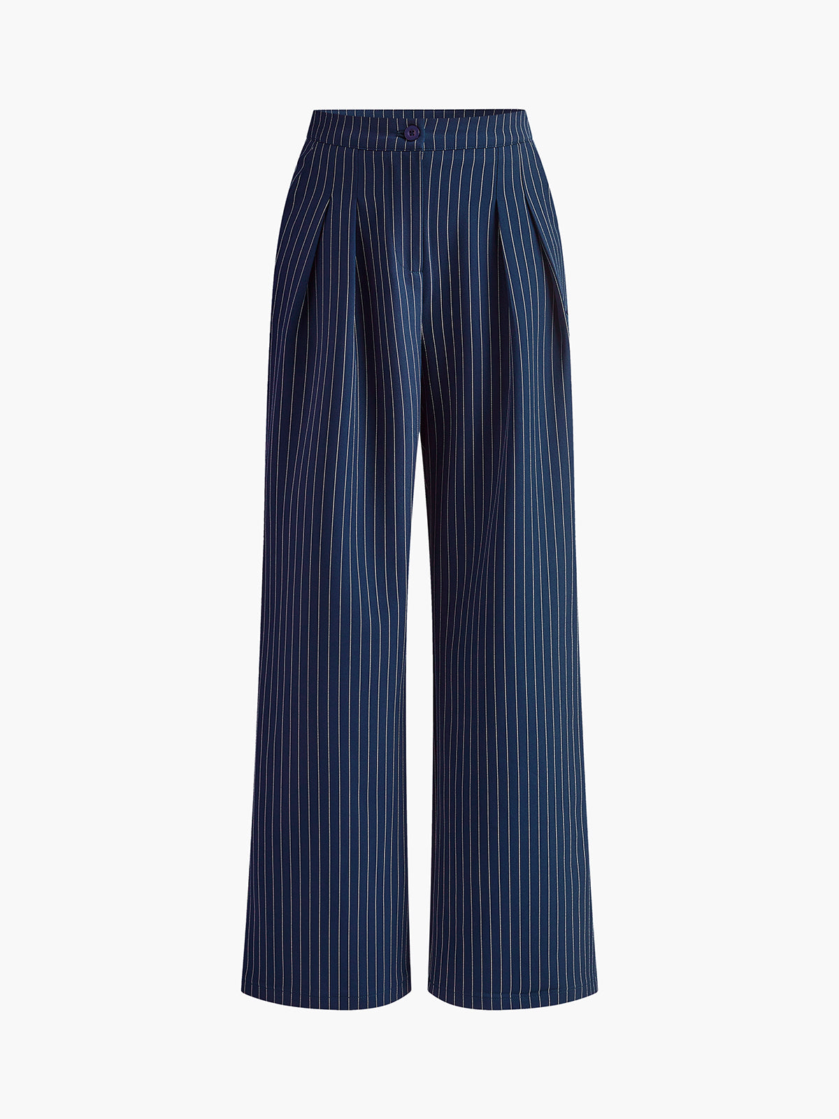 R&B | Elegante Nadelstreifen-Faltenhose mit Weitem Bein