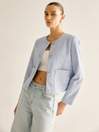 R&B | Bouclejacke mit Knöpfen Kurzer Schnitt Elegant und Strukturiert