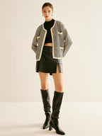 R&B | Tweed Cardigan Kontrastdetails und Goldknöpfe Klassisch und Sophisticated