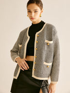 R&B | Tweed Cardigan Kontrastdetails und Goldknöpfe Klassisch und Sophisticated