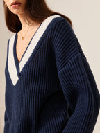 R&B | Off-shoulder Strickbluse Komfortabel und Stilvoll V-ausschnitt Detail