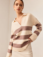 R&B | Strickpullover Gestreiftes Design Lässige Passform