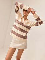 R&B | Strickpullover Gestreiftes Design Lässige Passform