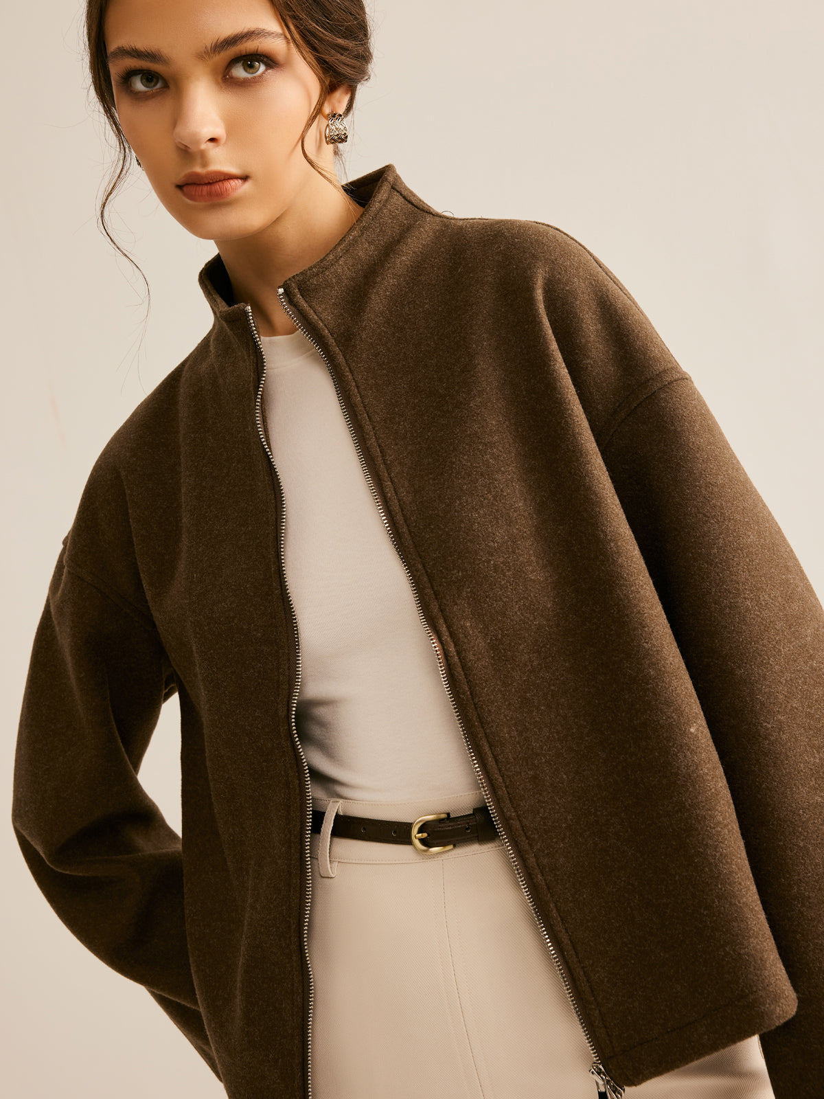 R&B | Braune Reißverschlussjacke für Frauen