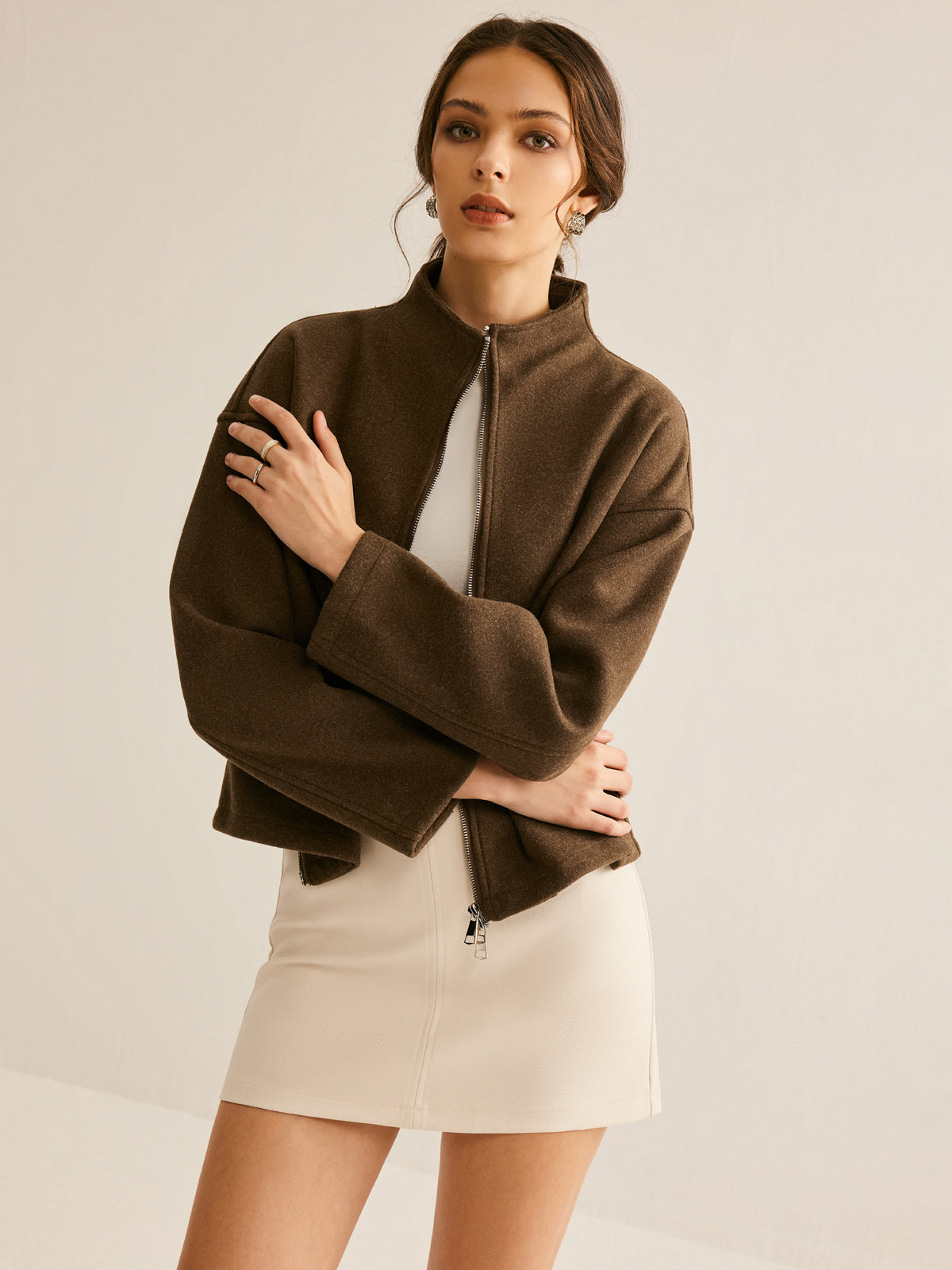 R&B | Braune Reißverschlussjacke für Frauen