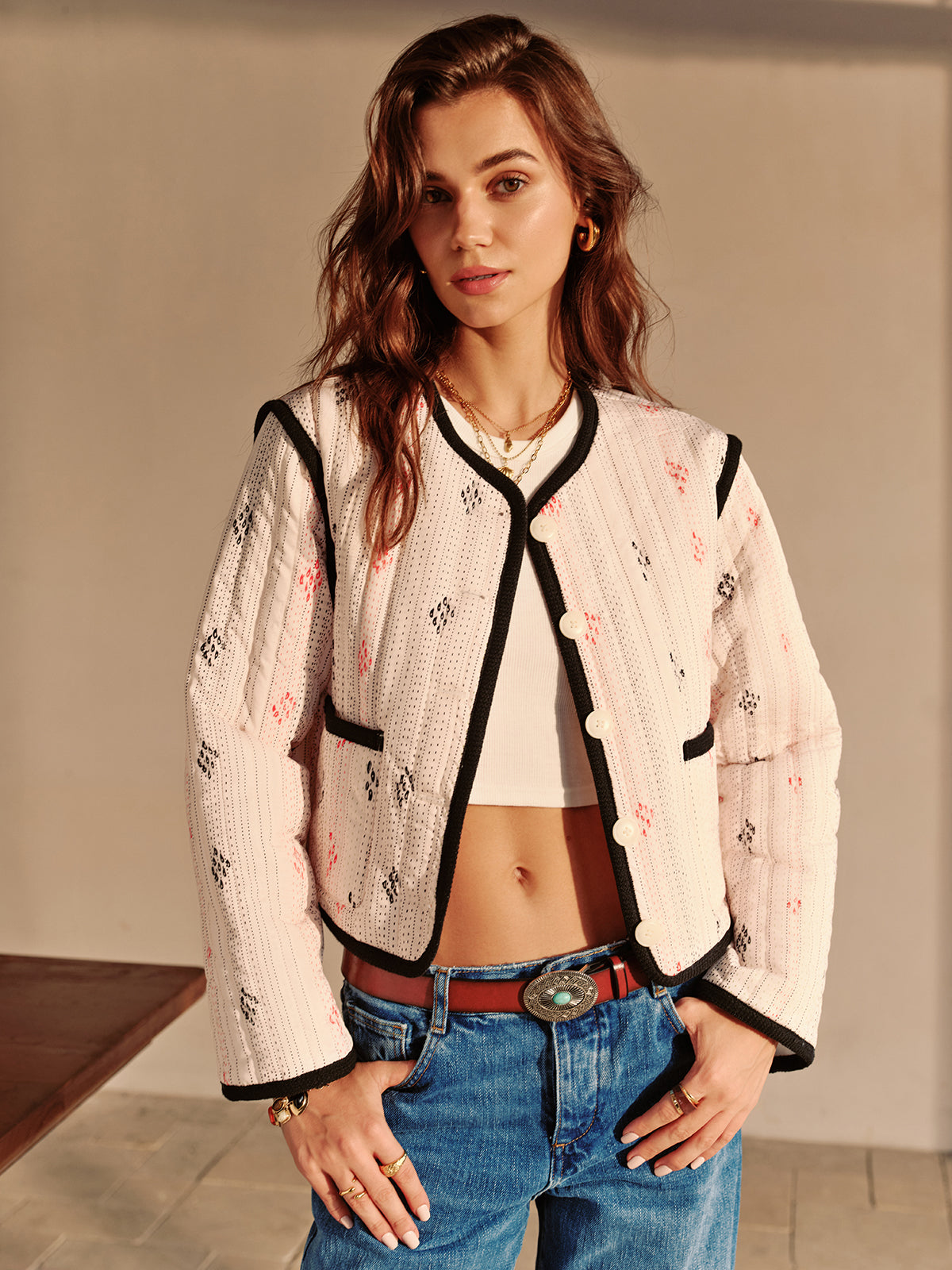 R&B | Kontrastpaspel Kurze Jacke