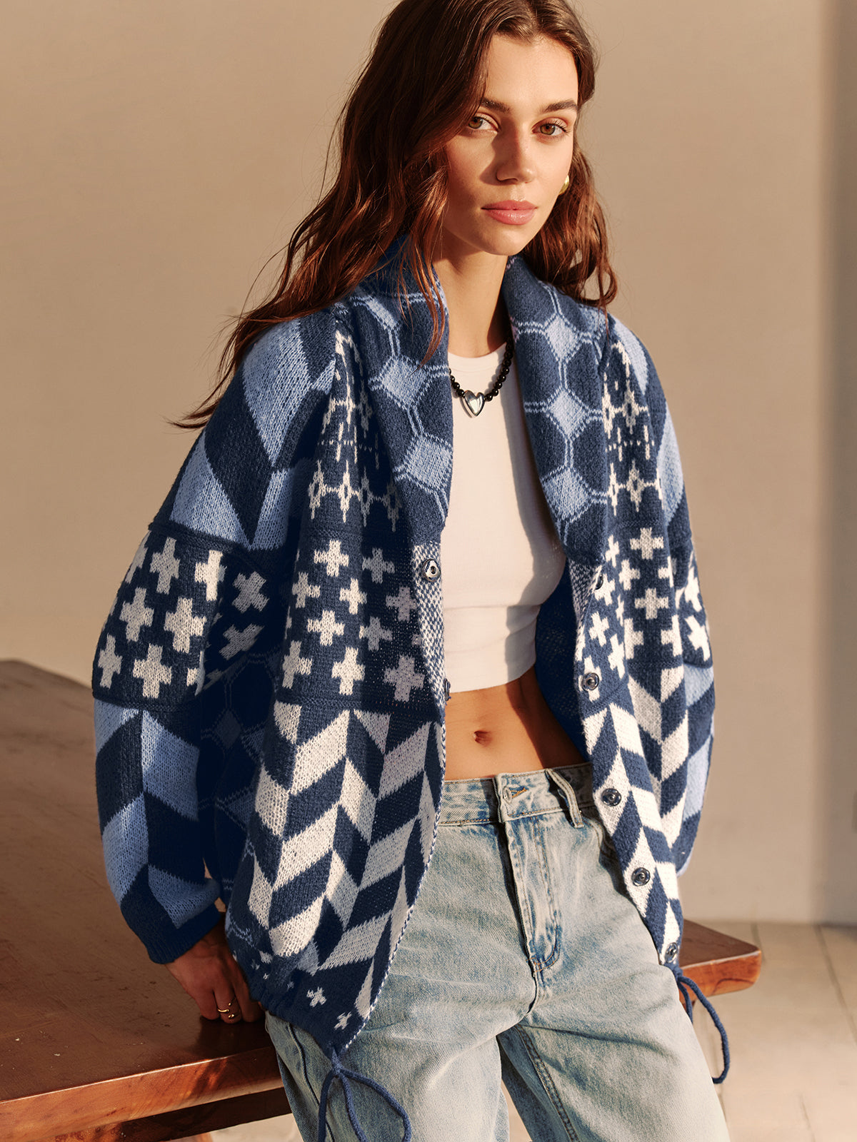 R&B | Couture Boheme Gedruckte Piping Cozy Jacke Reguläre Passform Essential