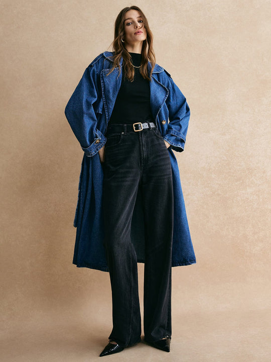R&B | Übergröße Denim Trenchcoat Trendig, Lässig & Zeitlos